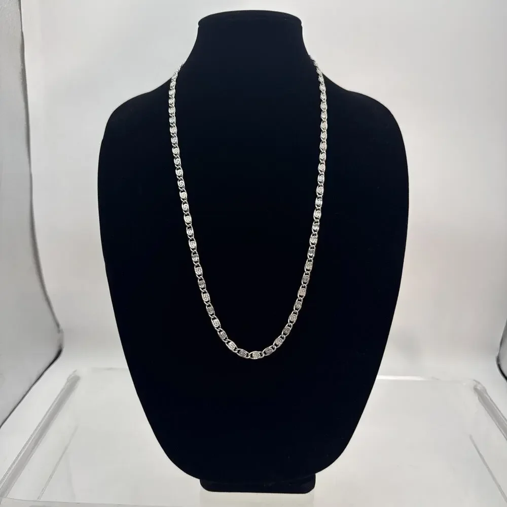 Vintage Avon Marked Mariner Thick Link Silver Tone Chain Necklace 30”